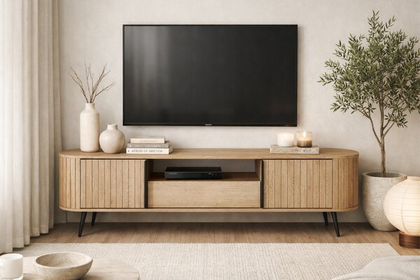 Comodă TV Luvio 196 cm cu sertar - stejar cremona