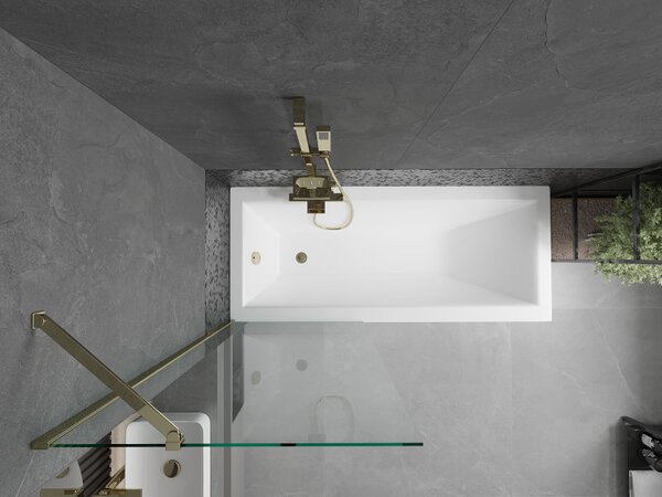 Mexen Next, paravan de baie 1 aripă 70 x 150 cm, aripă fixă, sticlă transparentă de 6 mm, profil auriu, 895-070-000-00-00-50