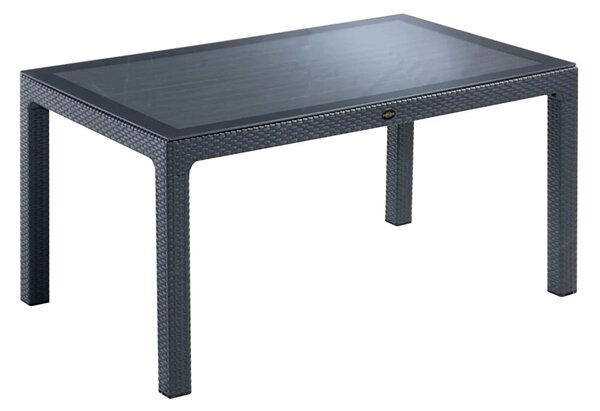 Masă grădină Vega tip ratan cu geam, 90×150 antracit