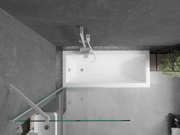 Mexen Next, paravan de baie 1 aripă 80 x 150 cm, aripă fixă, sticlă transparentă de 6 mm, profil alb, 895-080-000-00-00-20