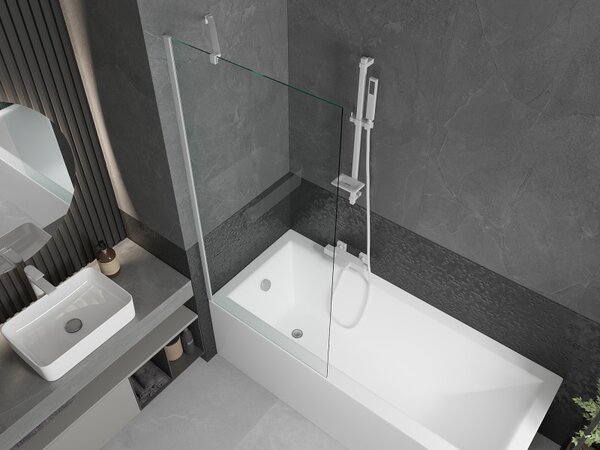 Mexen Next, paravan de baie 1 aripă 80 x 150 cm, aripă fixă, sticlă transparentă de 6 mm, profil alb, 895-080-000-00-00-20