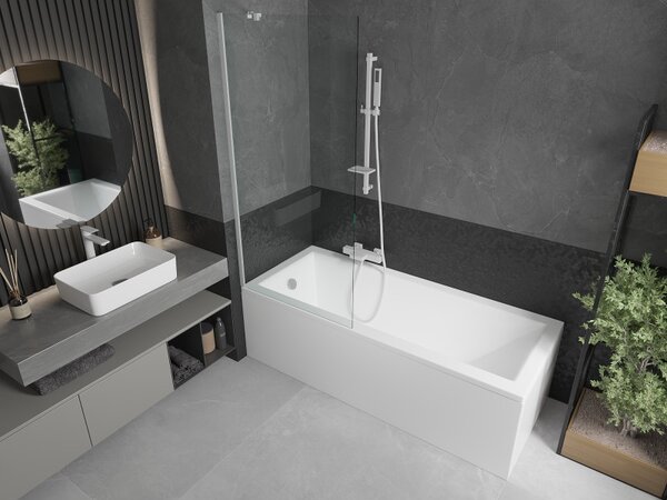 Mexen Next, paravan de baie 1 aripă 80 x 150 cm, aripă fixă, sticlă transparentă de 6 mm, profil alb, 895-080-000-00-00-20