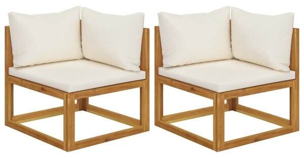 Canapele de colț modulare cu perne, 2 buc., alb crem