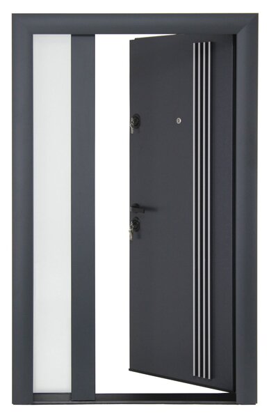 Ușă Metalică cu MDF Arhitect 483D 1G 120 Nuc PVC Stânga