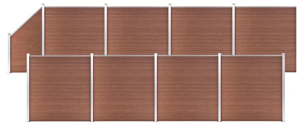 Set panouri gard, 8 pătrate + 1 oblic, maro, 1484x186 cm, WPC