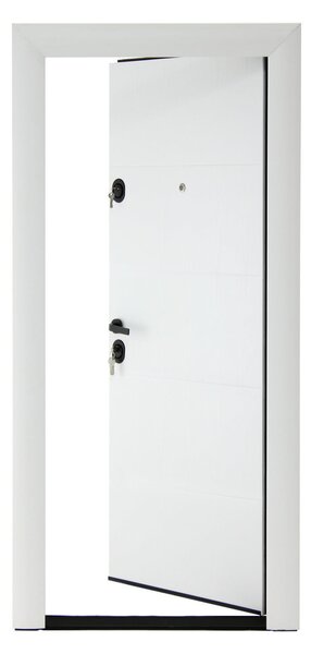 Ușă Metalică cu MDF Modern 379 Alb PVC Stânga