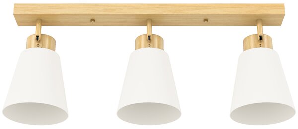 HOMCOM Candelabru de tavan cu 3 puncte de lumină reglabile la 90° și socluri E27, culoare lemn | Aosom Romania