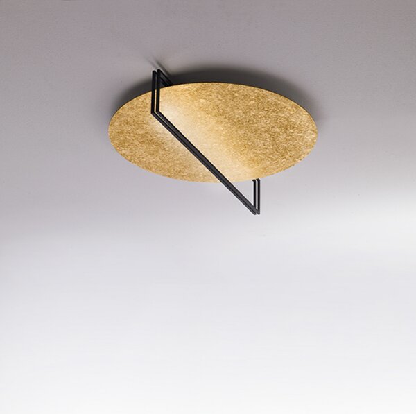ICONE Essenza plafonieră 927 Ø70cm auriu/negru Ø70cm, reglabil, Auriu / Alamă, Camera de zi / sufragerie, Metal, Design, Perete rotund