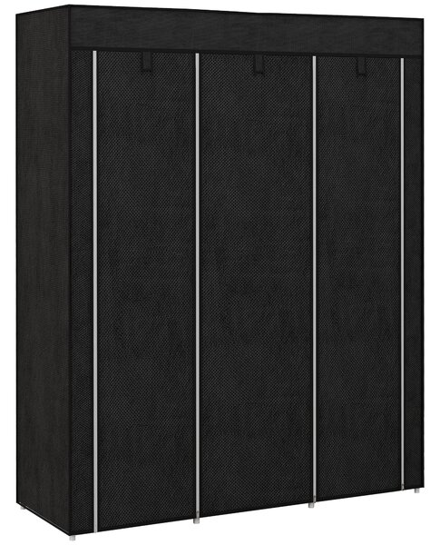 HOMCOM Dulap din Material Textil cu Bază Înălțată, 8 Rafturi și 2 Bare, 125x43x162.5 cm, Gri Închis | Aosom Romania