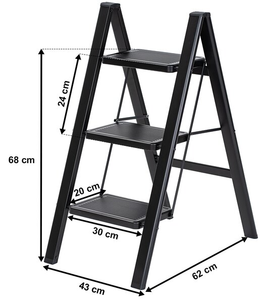 Scară pliabilă din oțel 4Home Steel, 3 trepte,negru