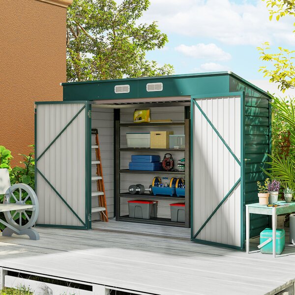 Outsunny Sopron Gradina 8×4 ft – Otel Galvanizat pentru Depozitare | Aosom Romania