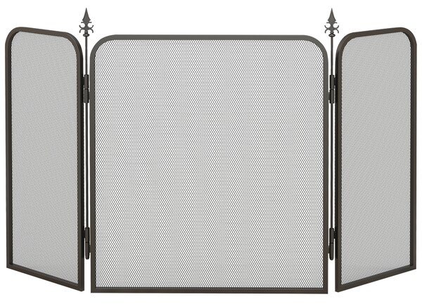 HOMCOM Paravan Pliant pentru Șemineu cu 3 Panouri, Paravan de Protecție din Metal, 96x1,3x56 cm, Negru | Aosom Romania