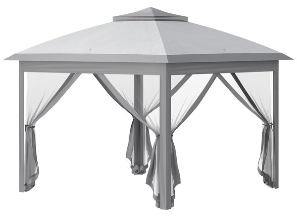 Outsunny Foișor Pliabil cu Plasă de Țânțari, Baldachin Dublu, Înălțime Reglabilă și Geantă, 330x330x288 cm, Bej | Aosom Romania