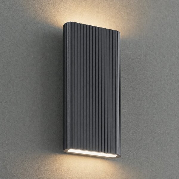 Lucande Lampa de perete pentru exterior cu LED Raija, antracit, înălțime 40 cm,, Gri, Aluminiu, Modern