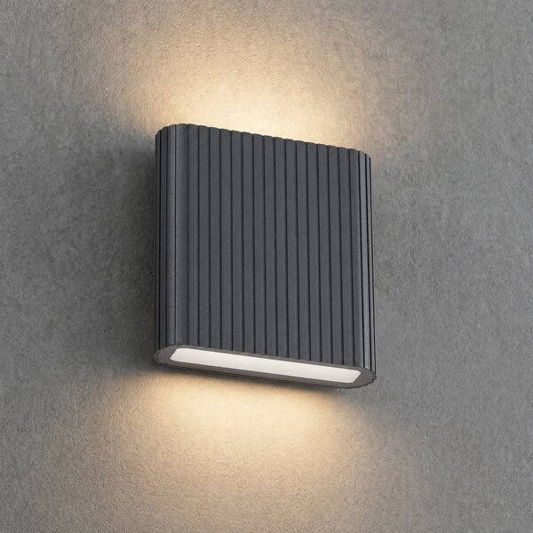 Lucande Lampa de perete pentru exterior cu LED Raija, antracit, înălțime 19 cm,, Gri, Aluminiu, Modern