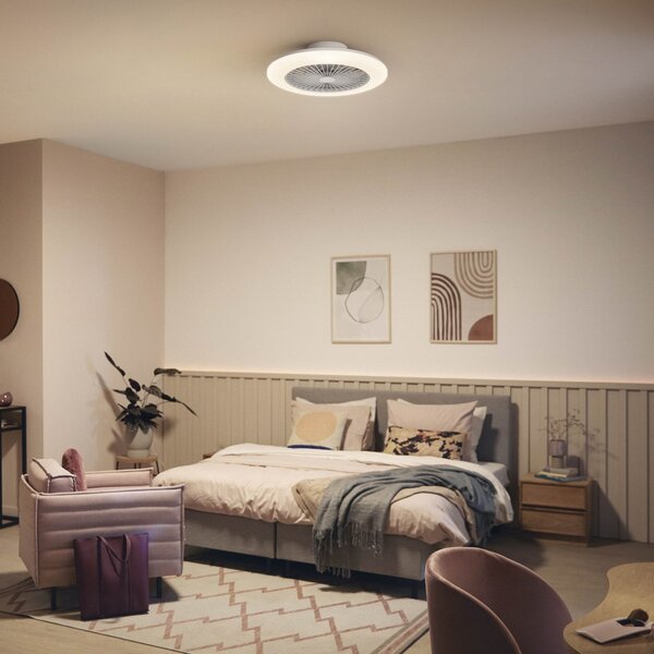 Philips Ventilator de tavan cu LED Amigo, alb lucios, 58 cm, CCT, reglabil, Alb, Camera de zi / sufragerie, Plastic, Modern