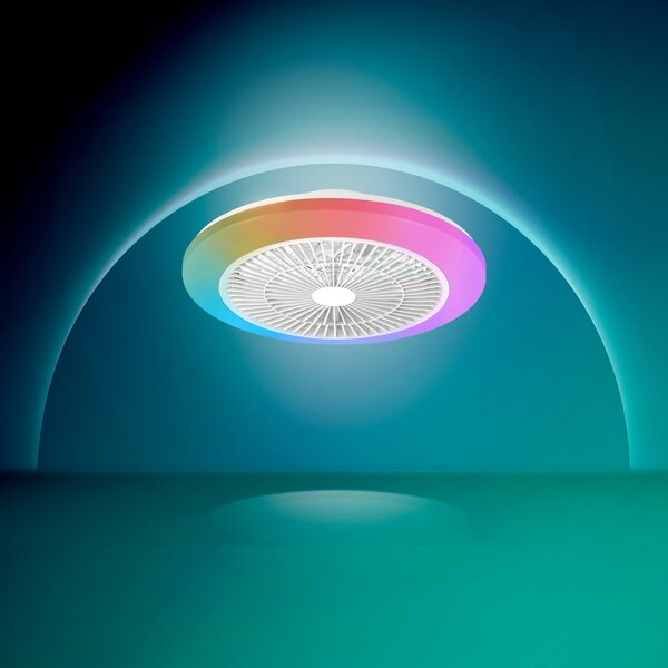 Philips Ventilator de tavan cu LED Amigo, alb, 48 cm, CCT, RGB, reglabil, Alb, Camera de zi / sufragerie, Plastic, Modern