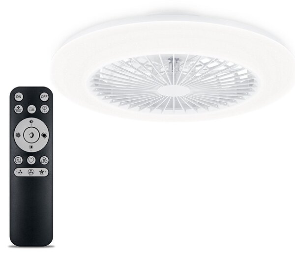 Philips Ventilator de tavan cu LED Amigo, alb, 49 cm, CCT, DC, reglabil, Alb, Camera de zi / sufragerie, Plastic, Modern