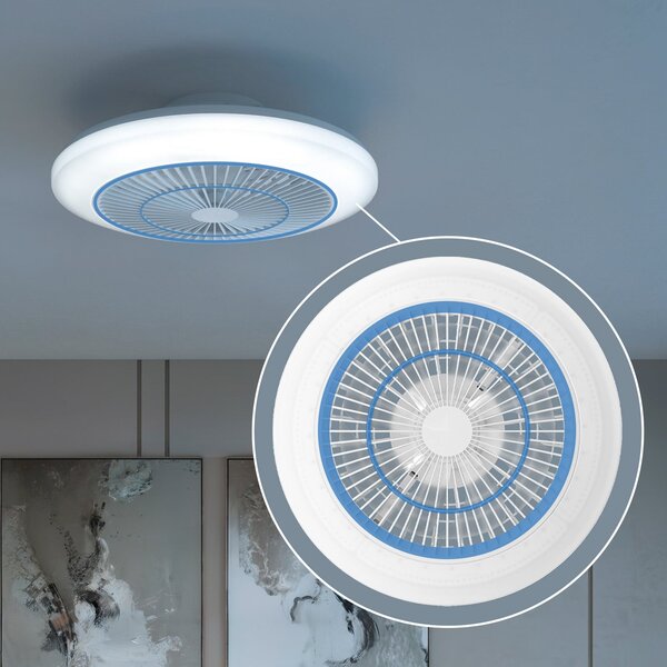 Philips Ventilator de tavan cu LED Amigo, alb, 48 cm, CCT, RGB, reglabil, Alb, Camera de zi / sufragerie, Plastic, Modern