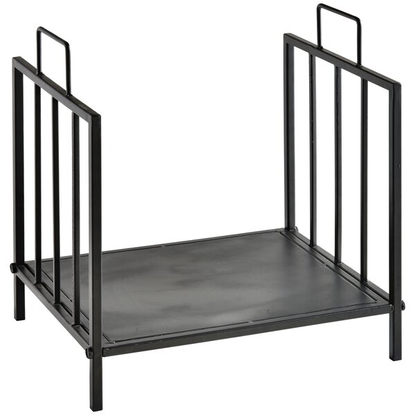 Outsunny Suport pentru Lemne pentru Interior și Exterior cu 2 Mânere, 44,5x33x46,5 cm, Negru | Aosom Romania