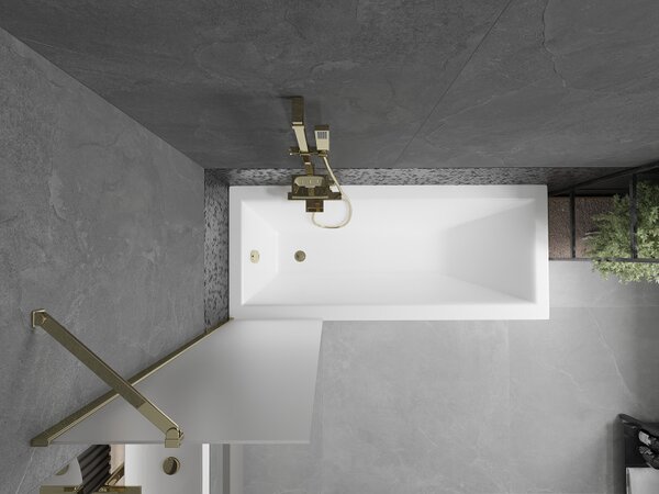 Mexen Next, paravan de baie 1 aripă 50 x 150 cm, aripă fixă, sticlă mată 6 mm, profil auriu, 895-050-000-00-30-50