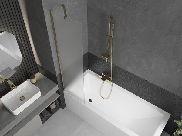 Mexen Next, paravan de baie 1 aripă 50 x 150 cm, aripă fixă, sticlă mată 6 mm, profil auriu, 895-050-000-00-30-50