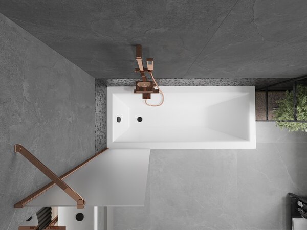 Mexen Next, paravan de baie 1 aripă 50 x 150 cm, aripă fixă, sticlă mată 6 mm, profil auriu roz, 895-050-000-00-30-60