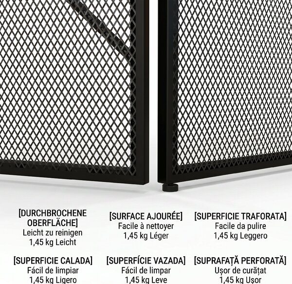 HOMCOM Paravan Pliabil Anti-Scântei pentru Șemineu cu 3 Panouri, 135x1,2x85 cm, Negru | Aosom Romania