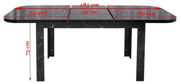 Set masă extensibilă Roma Negru cu 6 Scaune Opal Maro