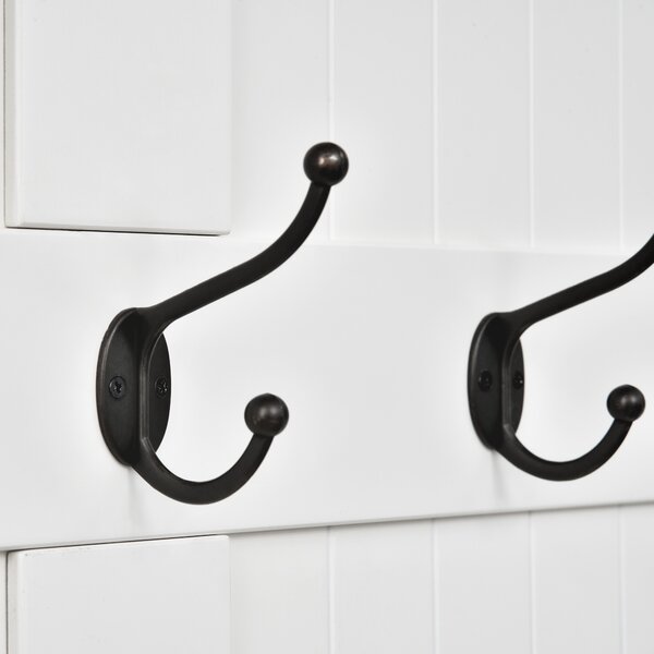 HOMCOM Cuier de Podea cu Bancă pentru Pantofi și 5 Cârlige, MDF, 96L x 34I x 179,7Î cm, Crem | Aosom Romania