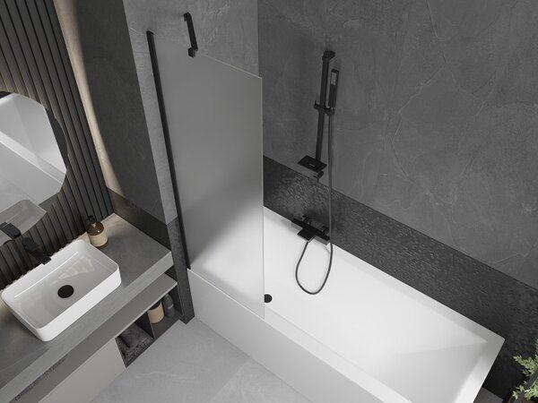 Mexen Next, paravan de baie 1 aripă 60 x 150 cm, aripă fixă, sticlă mată 6 mm, profil negru, 895-060-000-00-30-70
