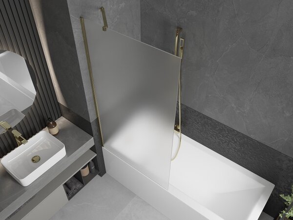 Mexen Next, paravan de baie 1 aripă 90 x 150 cm, aripă fixă, sticlă mată 6 mm, profil auriu, 895-090-000-00-30-50