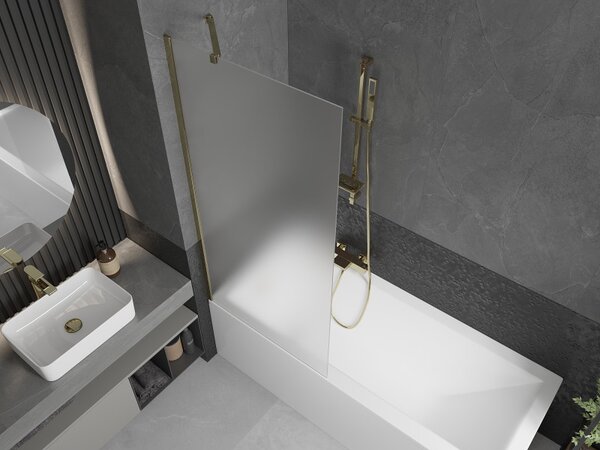 Mexen Next, paravan de baie 1 aripă 80 x 150 cm, aripă fixă, sticlă mată 6 mm, profil auriu, 895-080-000-00-30-50