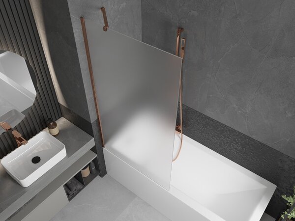 Mexen Next, paravan de baie 1 aripă 90 x 150 cm, aripă fixă, sticlă mată 6 mm, profil auriu roz, 895-090-000-00-30-60
