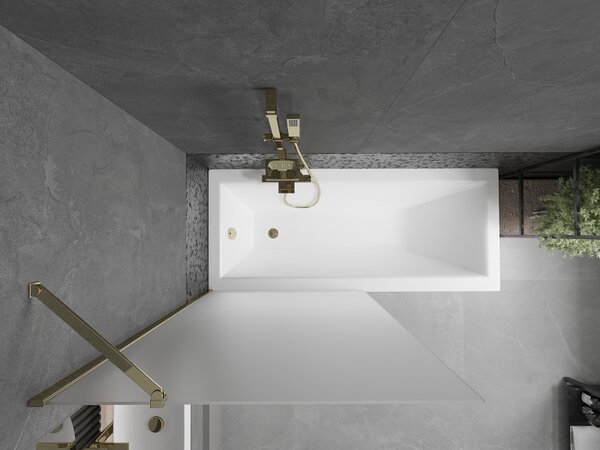 Mexen Next, paravan de baie 1 aripă 90 x 150 cm, aripă fixă, sticlă mată 6 mm, profil auriu, 895-090-000-00-30-50