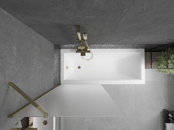 Mexen Next, paravan de baie 1 aripă 80 x 150 cm, aripă fixă, sticlă mată 6 mm, profil auriu, 895-080-000-00-30-50