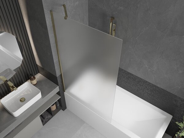 Mexen Next, paravan de baie 1 aripă 100 x 150 cm, aripă fixă, sticlă mată 6 mm, profil auriu, 895-100-000-00-30-50