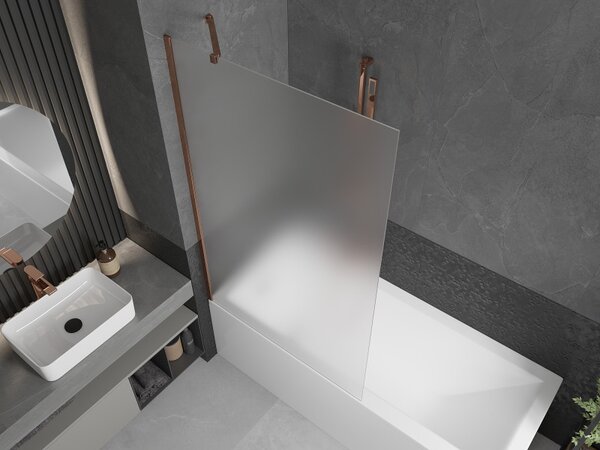 Mexen Next, paravan de baie 1 aripă 100 x 150 cm, aripă fixă, sticlă mată 6 mm, profil auriu roz, 895-100-000-00-30-60