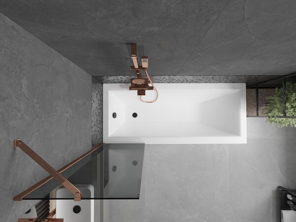 Mexen Next, paravan de baie 1 aripă 50 x 150 cm, aripă fixă, sticlă gri 6 mm, profil auriu roz, 895-050-000-00-40-60