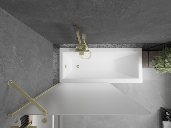 Mexen Next, paravan de baie 1 aripă 100 x 150 cm, aripă fixă, sticlă mată 6 mm, profil auriu, 895-100-000-00-30-50