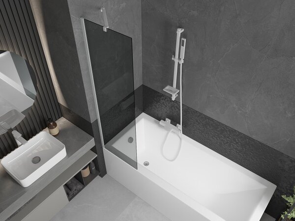 Mexen Next, paravan de baie 1 aripă 50 x 150 cm, aripă fixă, sticlă gri 6 mm, profil alb, 895-050-000-00-40-20