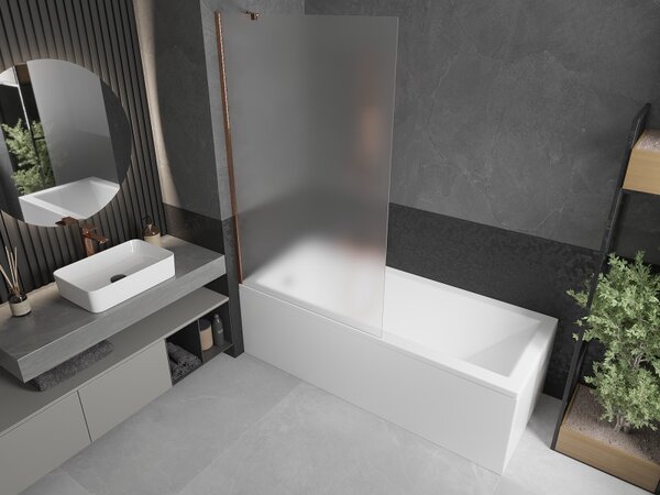 Mexen Next, paravan de baie 1 aripă 100 x 150 cm, aripă fixă, sticlă mată 6 mm, profil auriu roz, 895-100-000-00-30-60