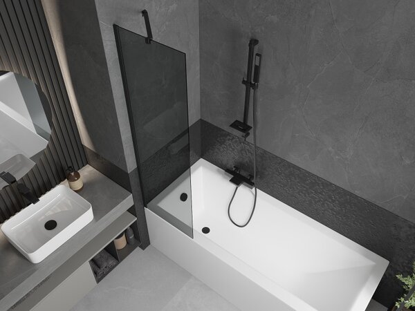 Mexen Next, paravan de baie 1 aripă 50 x 150 cm, aripă fixă, sticlă gri 6 mm, profil negru, 895-050-000-00-40-70