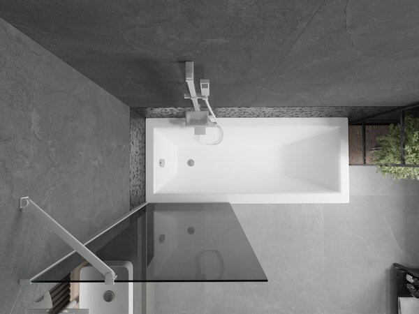 Mexen Next, paravan de baie 1 aripă 70 x 150 cm, aripă fixă, sticlă gri 6 mm, profil alb, 895-070-000-00-40-20