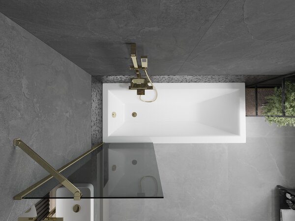 Mexen Next, paravan de baie 1 aripă 60 x 150 cm, aripă fixă, sticlă gri 6 mm, profil auriu, 895-060-000-00-40-50