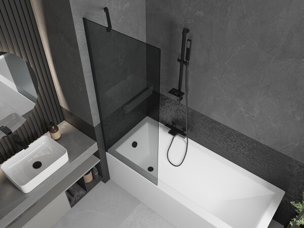 Mexen Next, paravan de baie 1 aripă 70 x 150 cm, aripă fixă, sticlă gri 6 mm, profil negru, 895-070-000-00-40-70