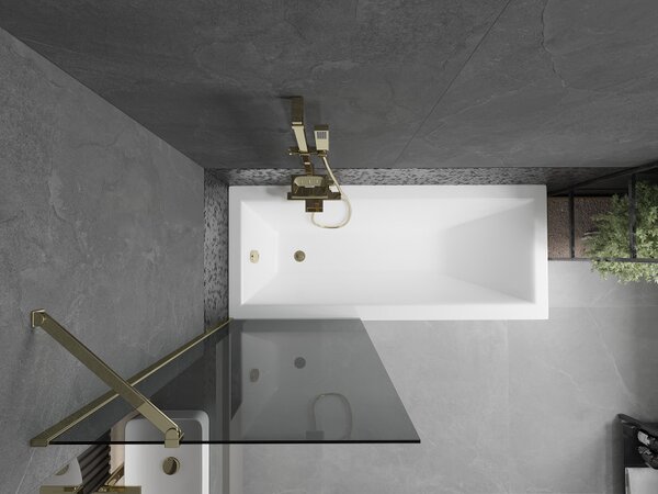 Mexen Next, paravan de baie 1 aripă 70 x 150 cm, aripă fixă, sticlă gri 6 mm, profil auriu, 895-070-000-00-40-50