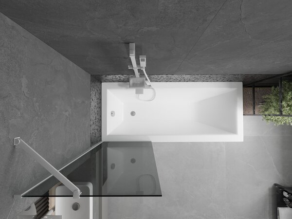 Mexen Next, paravan de baie 1 aripă 60 x 150 cm, aripă fixă, sticlă gri 6 mm, profil alb, 895-060-000-00-40-20