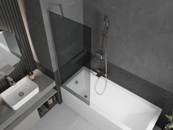 Mexen Next, paravan de baie 1 aripă 70 x 150 cm, aripă fixă, sticlă gri 6 mm, profil cromat, 895-070-000-00-40-01