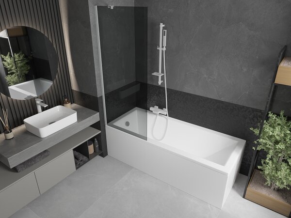 Mexen Next, paravan de baie 1 aripă 70 x 150 cm, aripă fixă, sticlă gri 6 mm, profil alb, 895-070-000-00-40-20